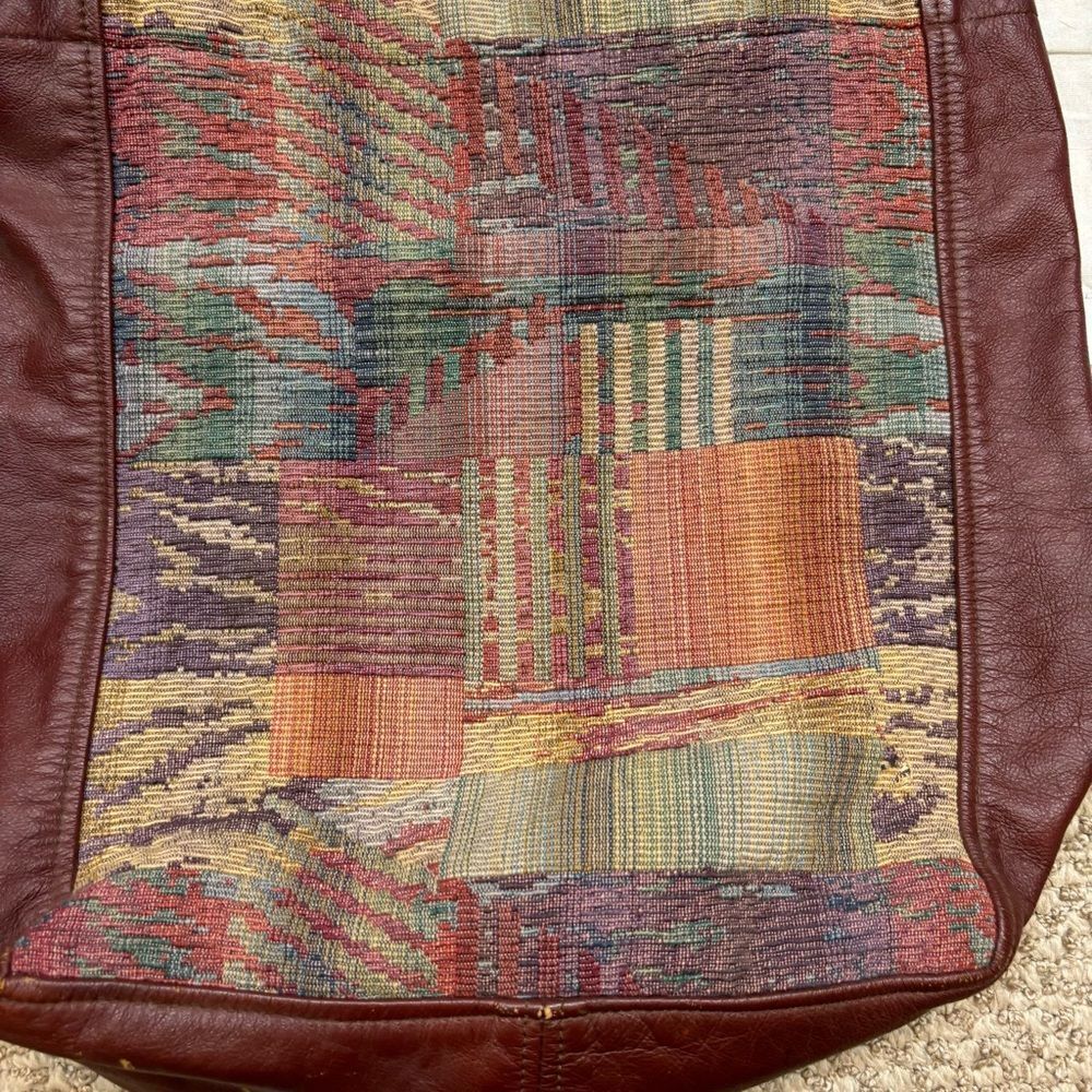 Vintage Deep Red Leather and‎ Patchwork Shoulder … - image 6